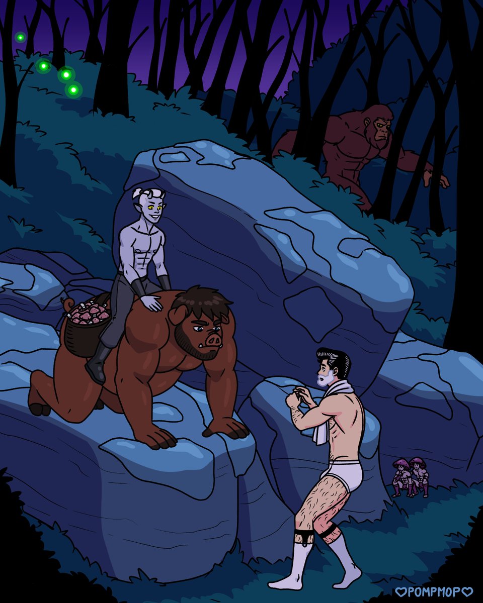 PompMopArt's tweet photo. Night Wander 12 - A Gathering of Hunters

Who's stumbled into whose story?

#gay #gayart #gaycomic #gayillustration #gayartwork #gaydrawing

https://t.co/sAXqH2Tmf5 https://t.co/CWO2TAebEw