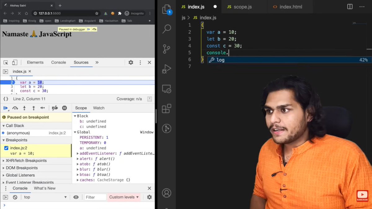 x_riverie's tweet photo. #LSPPDay50
Learned about block scope and variable shadowing in JS, understanding how let and const are limited to their block while inner variables can temporarily hide outer ones.
#60DaysofLearning #LearningwithLeapfrog
@lftechnology https://t.co/DphMCBT7zi
