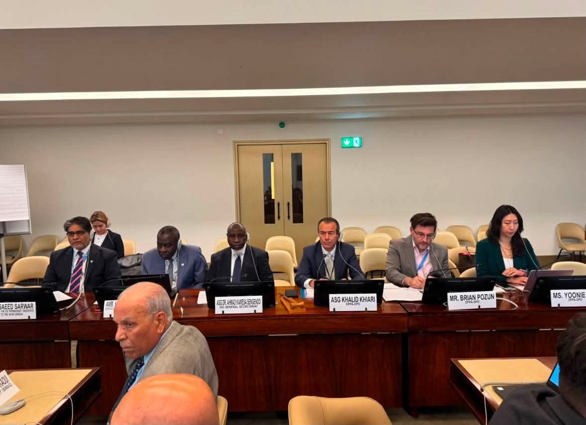OIC_OCI's tweet photo. OIC and UN Meet in Geneva to Review the Cooperation towards
Addressing Regional and International Issues.

22nd July, 2026
 
The 17th Session of the Biennial General Cooperation Meeting between the Secretariats of the United Nations (UN) and the Organisation of Islamic Cooperation (OIC) and their relevant institutions and specialized agencies has started today, on 22nd July, 2026, at the United Nations Office at Geneva, Switzerland.
The meeting is co-chaired by Dr. Ahmad Kawesa Sengendo, OIC Assistant Secretary General for Economic Affairs, and Amb. Khaled Khiari, Assistant Secretary-General for the Middle East, Europe, the Americas, Asia and the Pacific of the United Nations. The meeting is being attended by the senior officials from the General Secretariat, the relevant OIC institutions and UN agencies.
The OIC Secretary-General, H.E. Mr. Hissein Brahim Taha, in his message delivered by Dr. Ahmad Sengendo during the opening session affirmed the OIC's keenness to enhance cooperation with the UN to address regional and international issues, foremost among them the issue of Palestine and Al-Quds Al-Sharif., and to achieve sustainable development in common Member States.
The three-day-meeting, which will continue until 24th July, 2024, will take stock of the previously agreed cooperation activities, and discuss future areas of collaboration as well as exchange views on regional and international issues of common concerns. It will also review the implementation of the Matrix of Joint Activities adopted by the General Cooperation Meeting held in Astana, Republic of Kazakhstan in July 2024. It covers cooperation between OIC and the UN in areas such as peace and security, combating Islamophobia, countering violent extremism, human rights, women empowerment, education, humanitarian assistance, sustainable socio-economic development, including climate change and disaster risk reduction, among others.