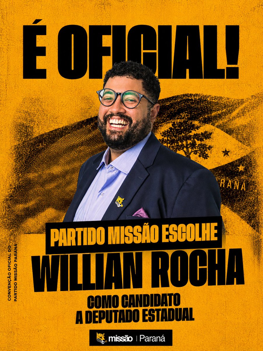 willianrochapr's tweet photo. Após a Convenção Estadual do @partidomissao, minha candidatura foi oficialmente aprovada. Terei a honra de representar o partido que ajudei a construir e o movimento do qual sou coordenador e militante há anos na ALEP.
Vamos pra cima. O futuro é glorioso! https://t.co/DV4tmyoj09