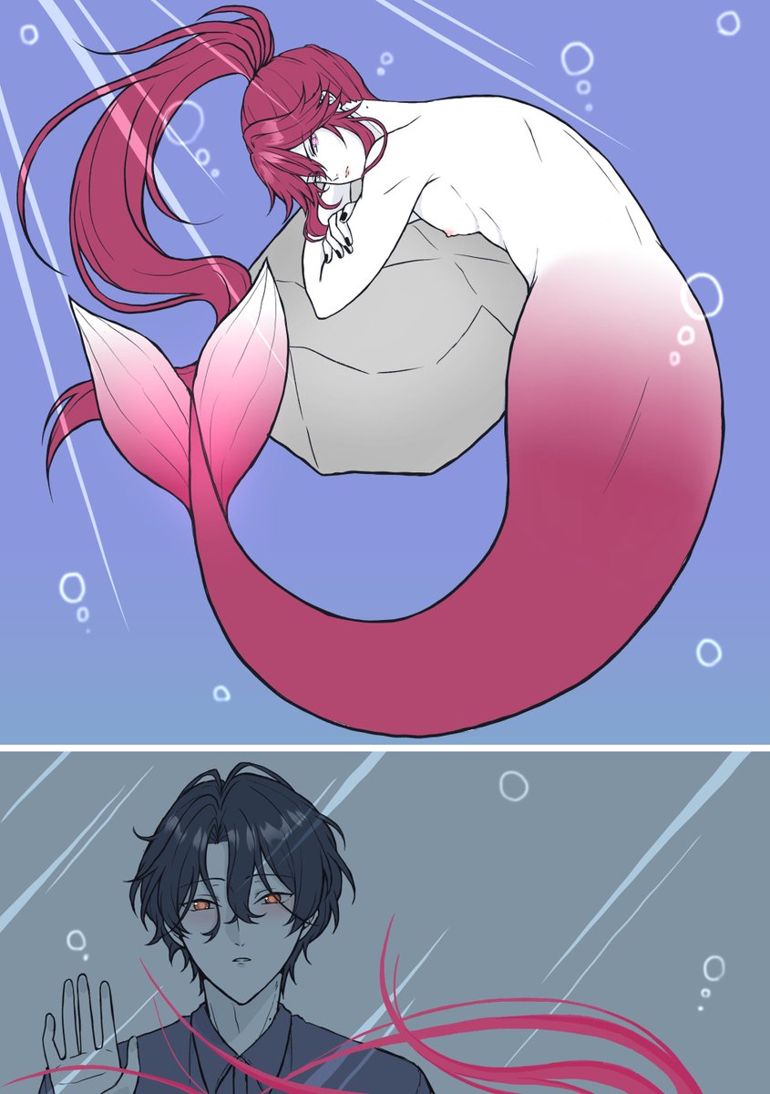futon_cn's tweet photo. チト望🧜‍♂️

新人飼育員チと肉食人魚ノゾ https://t.co/nbHkls7uej