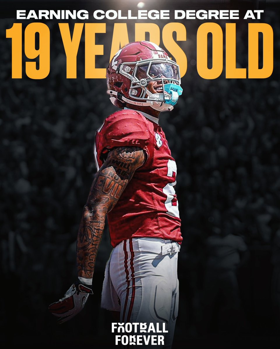 fballforeverhq's tweet photo. Alabama WR Ryan Coleman-Williams will graduate in December at 19-years-old after two-and-a-half years at the school 🎓 

“Here’s a guy that’s going to have his degree by the end of December, and that’s two-and-a-half years. He’s full-fledged in the schoolwork,” Kalen DeBoer said. https://t.co/dPyWsn3eQm