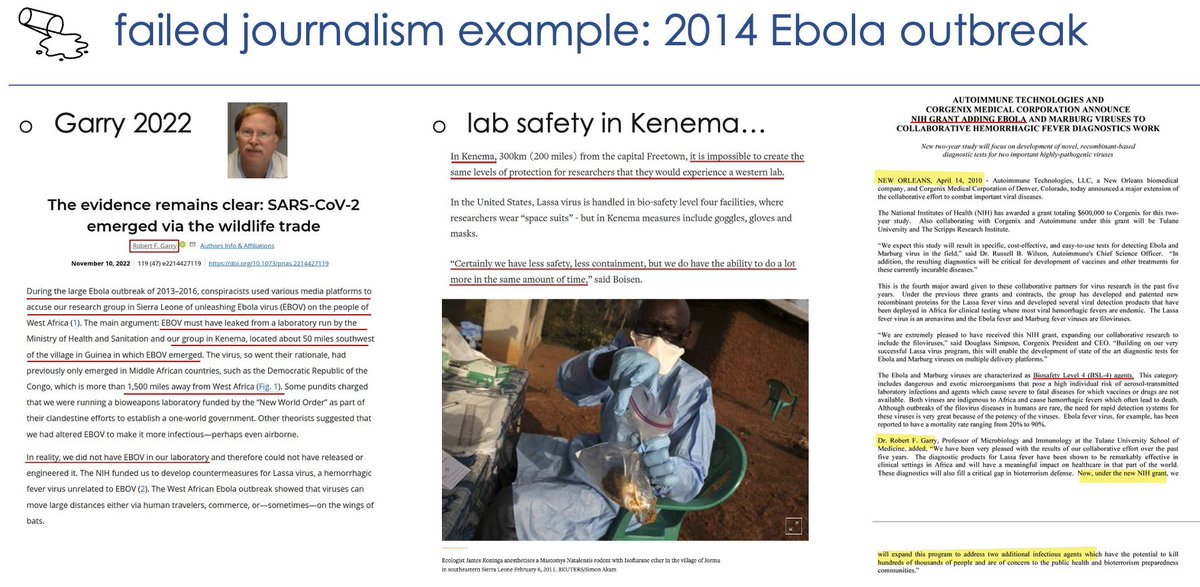 VBruttel's tweet photo. @mentju4 Shocking. Garry explained in 2022 that they were not working on ebola. So they did, and did so at BSL2. They had 6 infected lab workers. IMO, they very very very likely caused that outbreak, got a NIH/Fauci grant and negligently killed >10,000 people. https://t.co/u4AlZ5FvMh