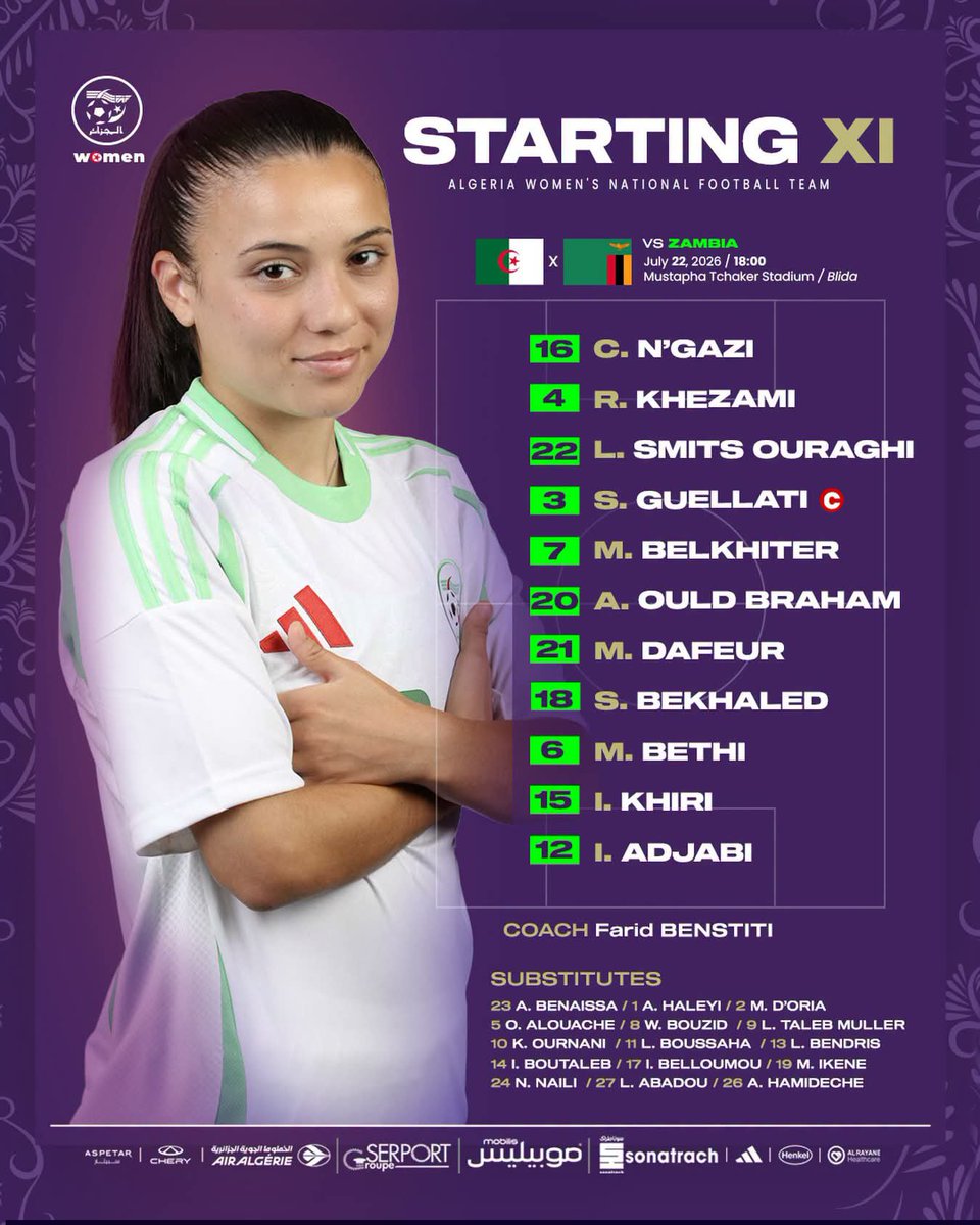 JWsports1's tweet photo. Algeria XI ( Vs Zambia)
#WafconBuildup || #IntnlFriendly https://t.co/9PBLJmpbuF