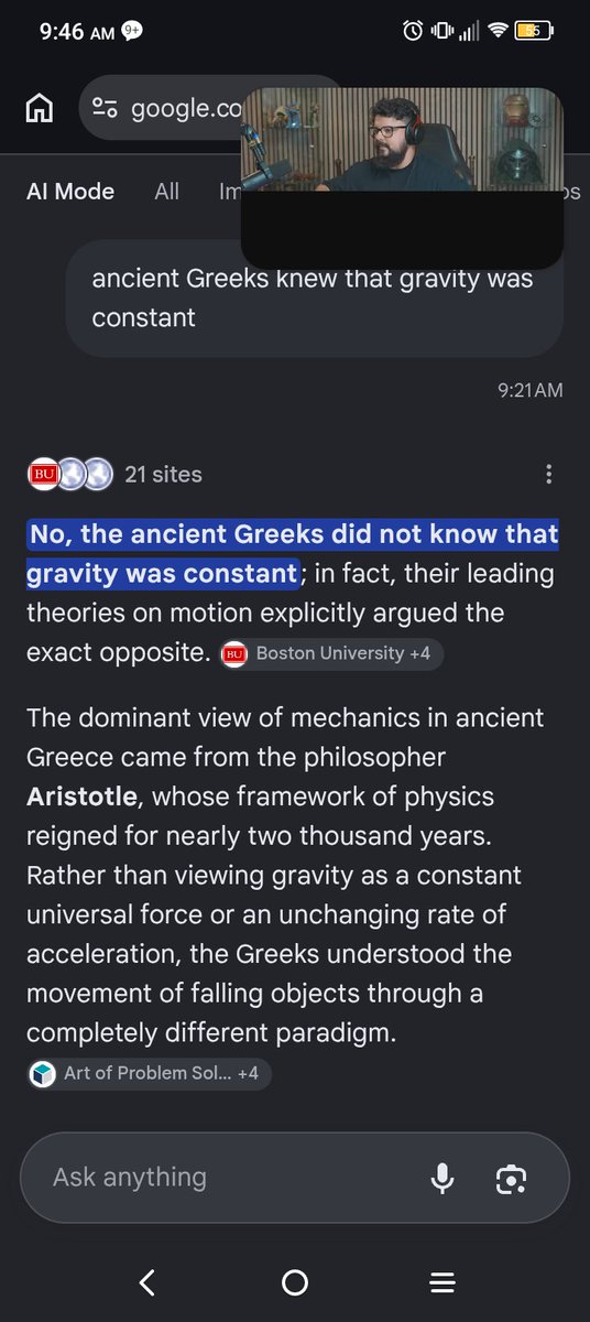 Cameron86612431's tweet photo. I'm out here poking holes and supreme intelligence like Google's AI. https://t.co/X6al5lg44g