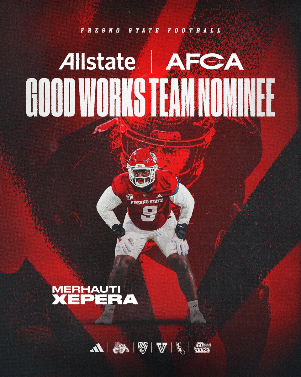 FresnoStateFB's tweet photo. doing good 🤝

Merhauti Xepera has been nominated for the Allstate AFCA Good Works Team for his efforts beyond the game‼️ 

@WeAreAFCA @Allstate #GoodWorksTeam https://t.co/MFFXLCmohg