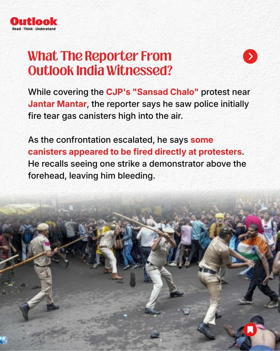zoo_bear's tweet photo. An @Outlookindia reporter says he was struck by what he believes was a pellet-firing weapon while covering the "Sansad Chalo" protest in Delhi. https://t.co/Ie5F3gALJ2