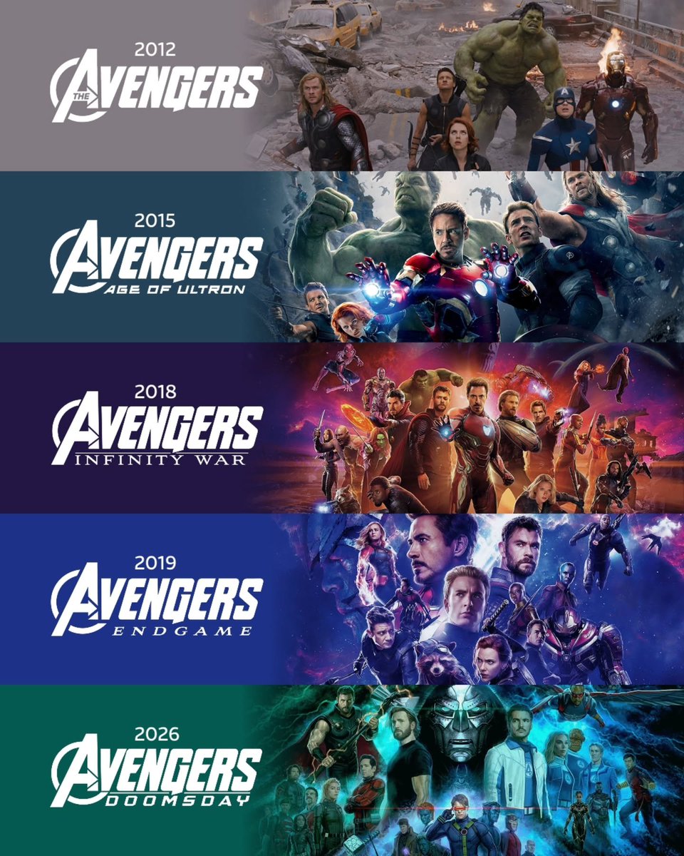 Cine_vichaar's tweet photo. One universe, five Avengers films, countless unforgettable moments https://t.co/eZxhs46A7l