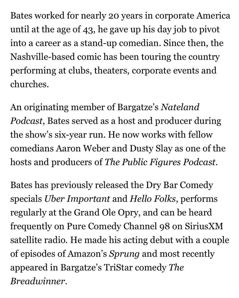 nateland_ent's tweet photo. Brian Bates is set to debut his new comedy special, Worried, on Friday, July 24, at 4 p.m. CT on the Nateland Entertainment YouTube channel.

Bates turns overthinking, people-pleasing and becoming a first-time dad in his fifties into a hilarious look at marriage, parenting and getting older. Filmed at The Lab at Zanies (@thelabatzanies) in Nashville, the special finds comedy in bad driver’s license photos, dating apps, sleep apnea, potty-training emergencies, and the everyday situations Brian somehow manages to make much more stressful.

Mark your calendars and tune in!