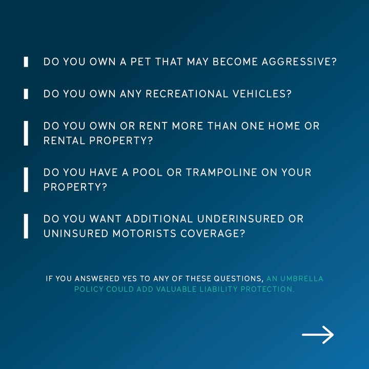 NJMIns's tweet photo. Who needs umbrella insurance? #AskNJM 

Umbrella insurance covers your liability for: 
☂️ Bodily injury 
☂️ Property damage 
☂️ Personal injury liability 

Ask yourself these questions to see if you could benefit from the extra liability insurance an umbrella policy provides ➡️ https://t.co/wvGZ3jw2de