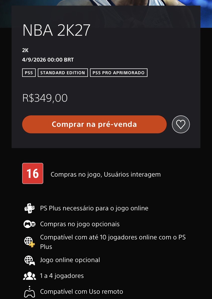 Macusspfc1's tweet photo. @MrChaves94 @Raffa_no_X @SucumbaGames Mas o principal motivo do NBA2K não vir as outras versões acredito que seja pq não atualizaram (ou não quiseram) a classificação indicativa do jogo. 

EAFC hoje é indicado para +18 enquanto o NBA2K está classificado ainda como +16 https://t.co/GmebohU6cs