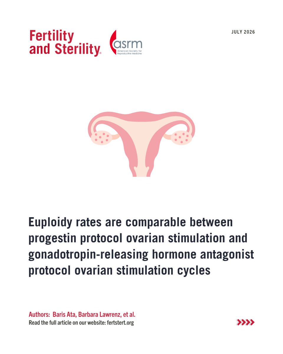 FertStert's tweet photo. Euploidy rates are comparable between progestin protocol ovarian stimulation and gonadotropin-releasing hormone antagonist protocol ovarian stimulation cycles

Full text 👇
https://t.co/nMxMRB4tL9 https://t.co/6dH9oPqGdA
