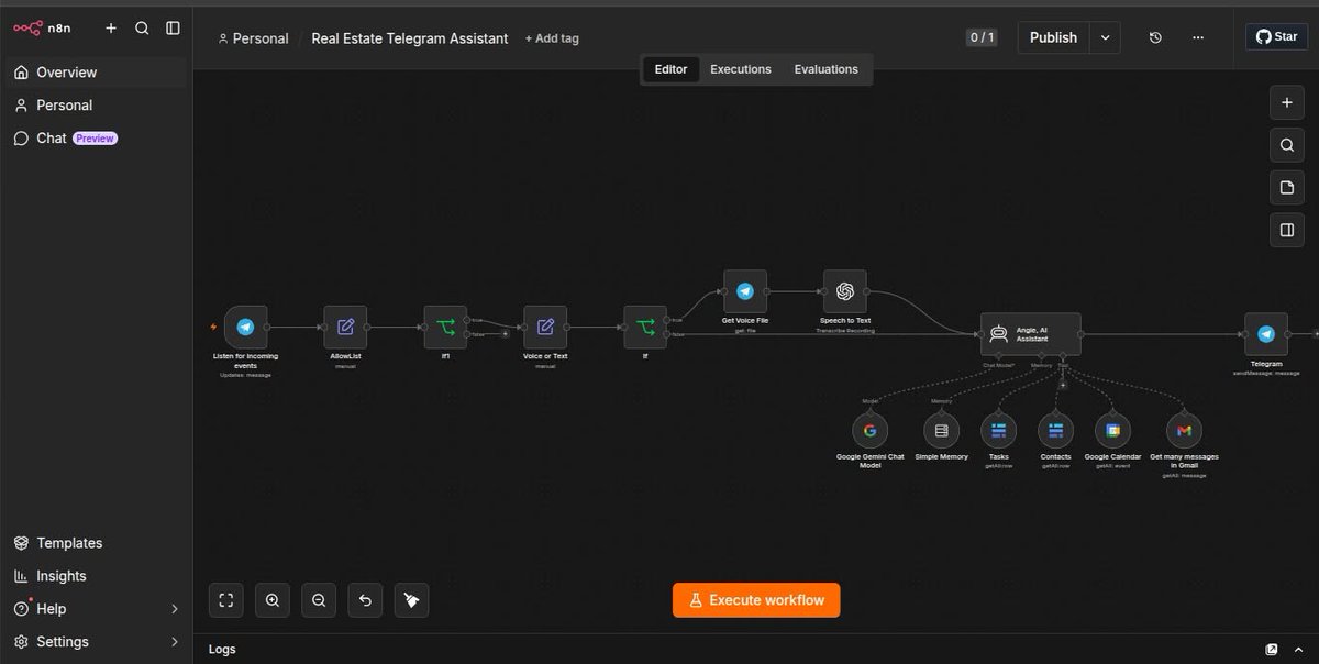 Shojib2791's tweet photo. Built an AI Real Estate Assistant with n8n + Google Gemini + OpenAI.

🏡 AI chat &amp; voice support
📅 Auto appointment scheduling
📩 Gmail follow-ups
🤖 CRM &amp; lead automation

Helping real estate teams save time, automate workflows, and close more deals.

#n8n #AIAutomation https://t.co/tvUSOdGv7Z