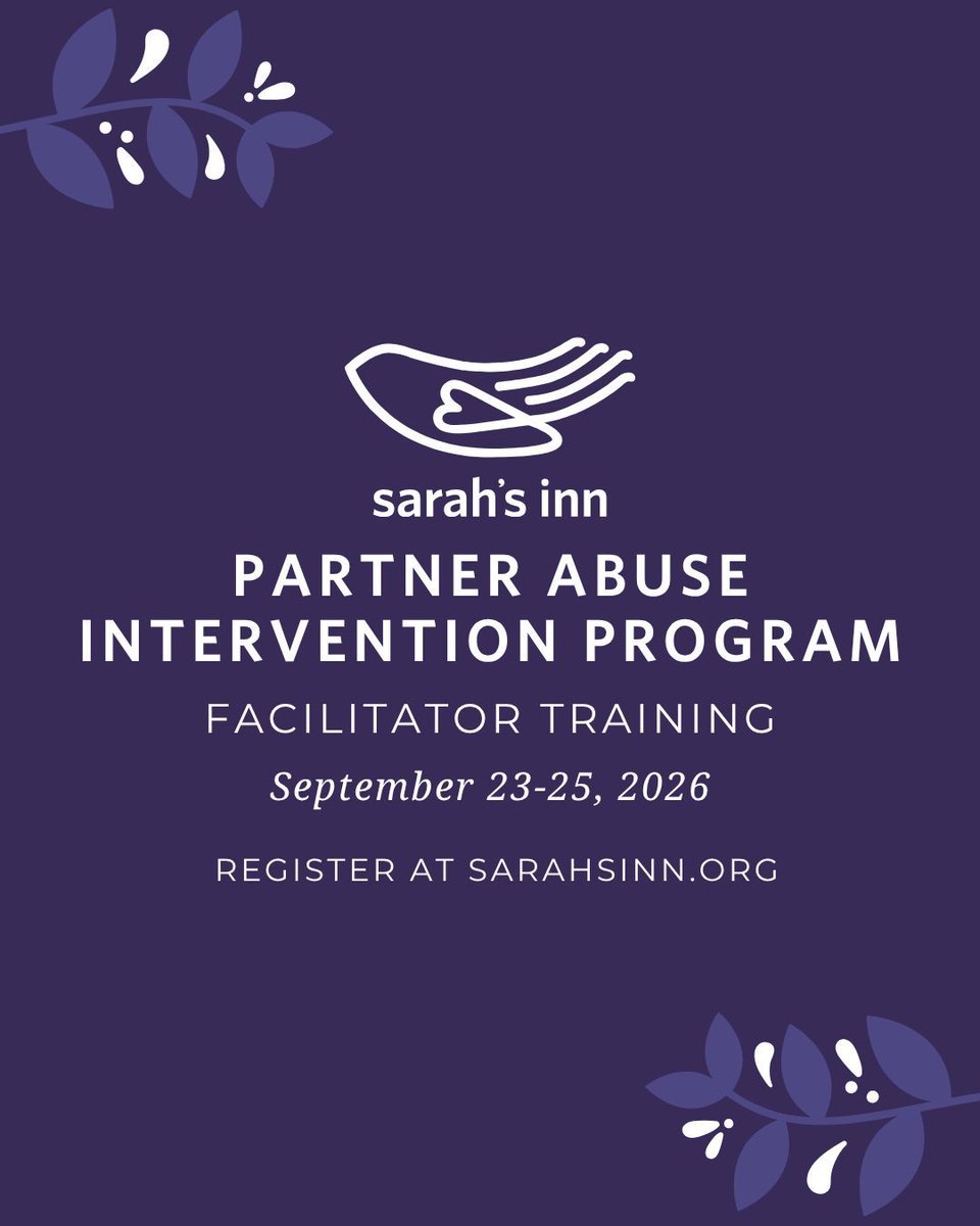 sarahs_inn's tweet photo. Register now for Sarah's Inn's upcoming Partner Abuse Intervention Program (PAIP) Facilitator Training.

https://t.co/Tl07B4wvTP 

#sarahs_inn #togetherstrong #training https://t.co/MLgcKhiViA