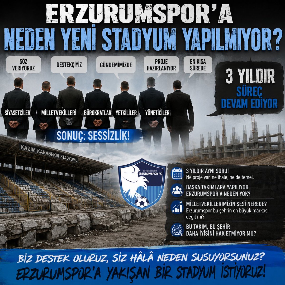 Samettgu1er's tweet photo. 3 yıldır süreç Devam Ediyor....😶
#Erzurumspor https://t.co/jMzcQ5qgdH