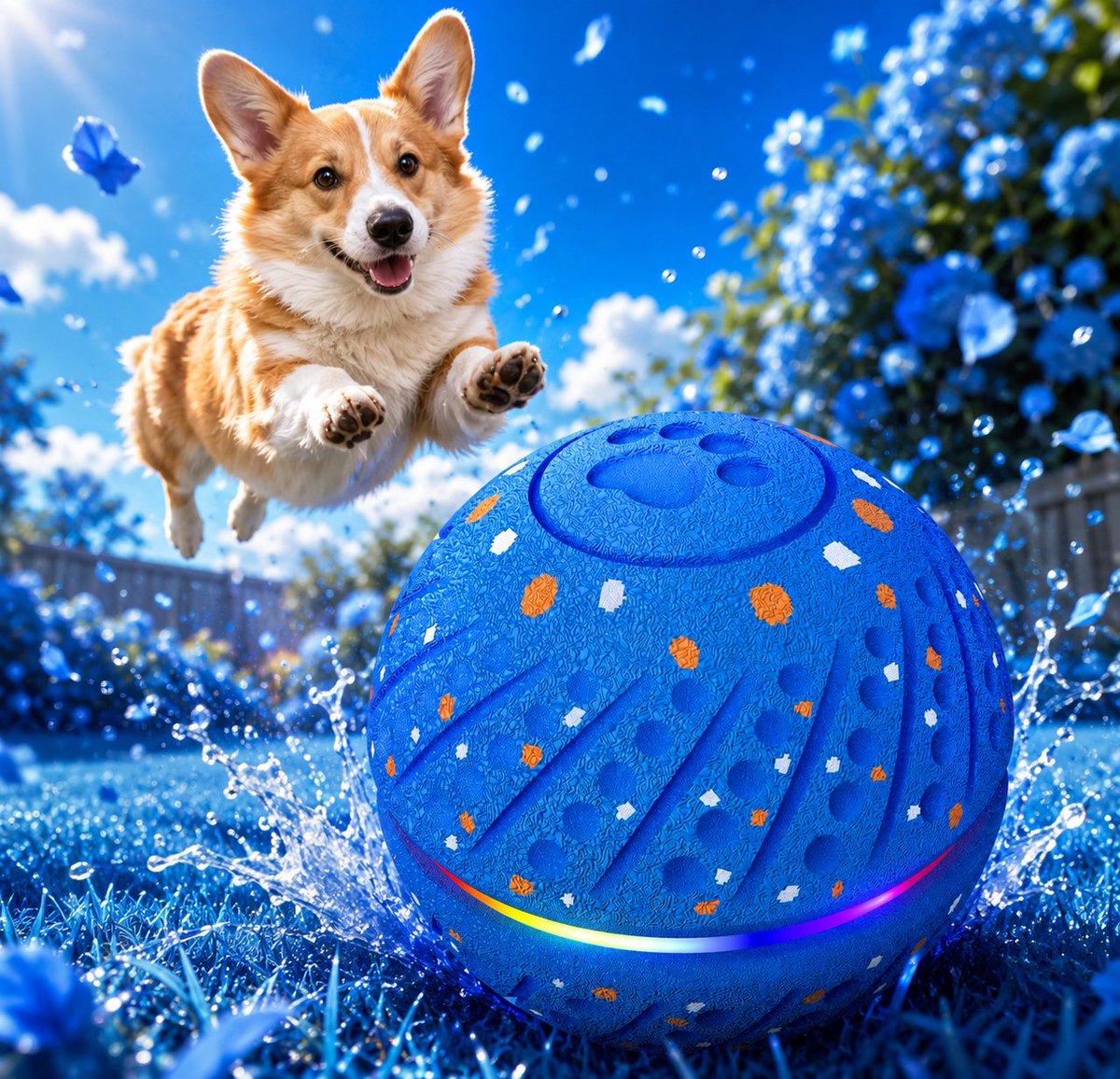 FetchSphere's tweet photo. Corgi cleared for takeoff. Landing gear optional, commitment total. The glowing Mini is the runway and the destination. #corgi #dogtoys #fetchsphere https://t.co/DHSjZ3lev5