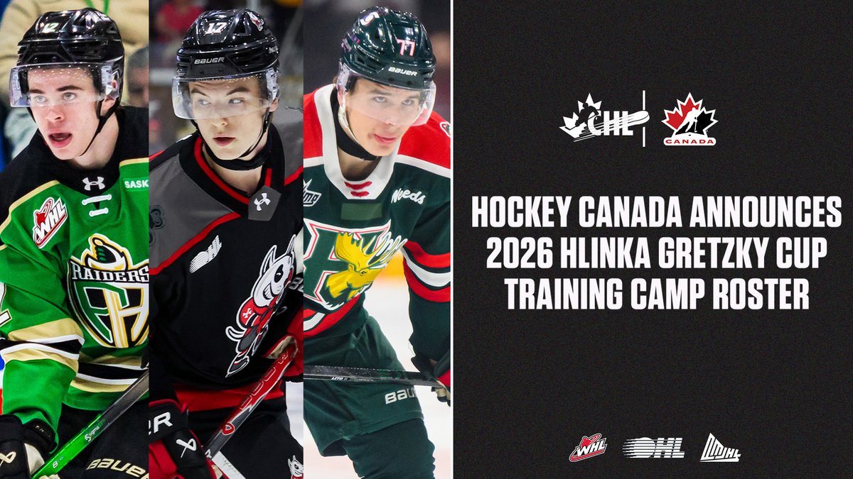 CHLHockey's tweet photo. Going camping in Edmonton! 🏕️

27 CHL players will compete for a chance to represent 🇨🇦 at the 2026 #HlinkaGretzkyCup! 

📰 https://t.co/K7e9nUV4qn https://t.co/ixyEwQRAlE