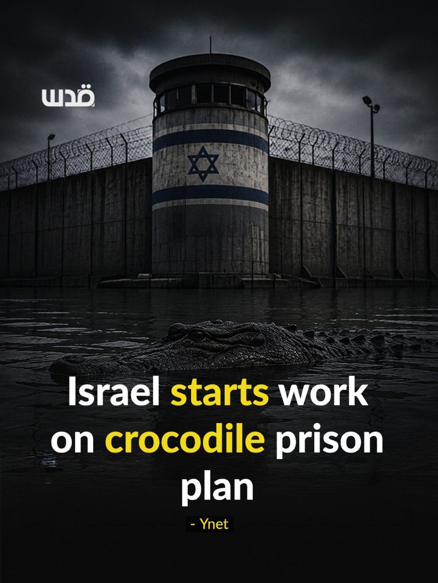 QudsNen's tweet photo. Israeli authorities begin digging 170-meter trenches around a high-security wing of Ketziot Prison in southern occupied territories as part of a pilot project involving crocodiles, according to Yedioth Ahronoth.

The trenches are being built around a prison wing holding Gaza Strip detainees. The project follows a decision by Environmental Protection Minister Idit Silman to reclassify the Nile crocodile as a "domesticated wild animal," despite objections from ministry professionals.

Israel's National Security Ministry also confirmed the work has begun on channels intended for crocodiles.