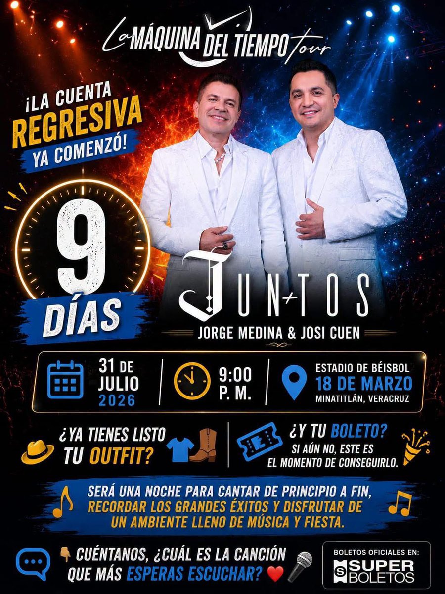 lopezceldo74's tweet photo. Faltan nueve días… en #Minatitlan tour #Juntos con @j_medina37 y @JosiCuen https://t.co/4eKoJDQgQk