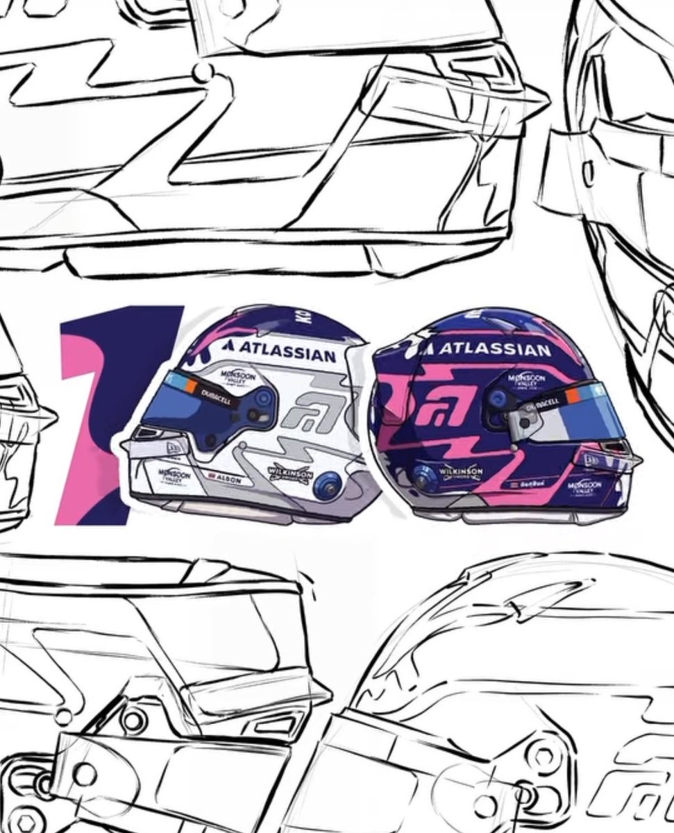 leclercize's tweet photo. alex’s special helmet (his first of the season) for his 100th race for williams!!!!! https://t.co/mDVJcSH7bJ