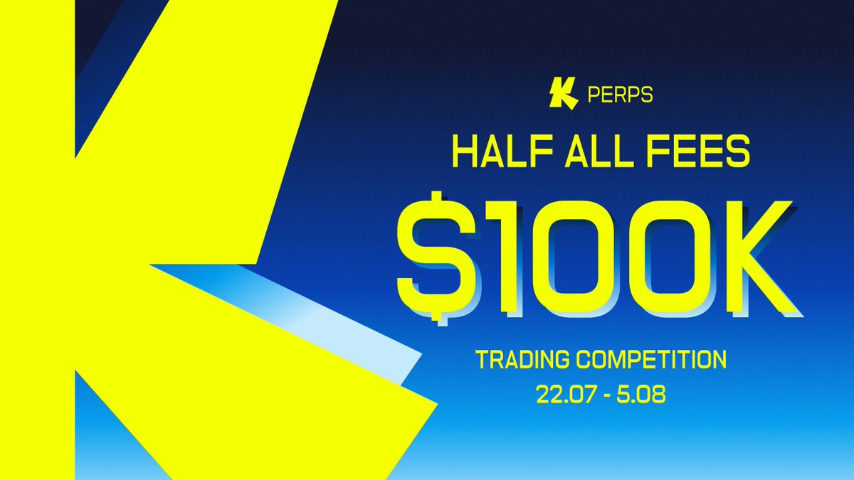 katana's tweet photo. The sixth @katanaperps trading competition is live. Runs July 22, 16:00 UTC through August 5. Prize pool scales with volume, up to $100K. Trading fees 50% off for the duration. Hit the milestones, grow the pool. Eligibility varies by region. Trading involves risk.