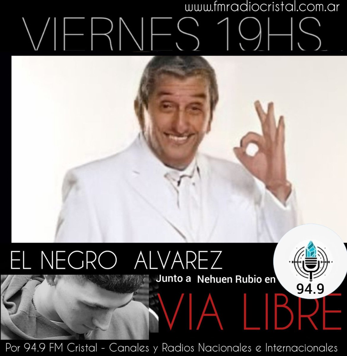 ALERUBIO_'s tweet photo. #IMPERDIBLE
#VIERNES 19HS el NEGRO ALVAREZ
en #VIALIBRE junto a
@NehuenRubio2 x
@fm_radiocristal
https://t.co/u7xUNrU4j9
Canales y Radios Nacionales e Internacionales
+ @contenidostvra @fupem y #RSLInternacional 🌎
🇦🇷🇨🇱🇺🇾🇵🇾: 7 PM
🇻🇪🇧🇴🇩🇴🇵🇷: 6 PM
🇨🇴🇵🇪🇪🇨🇵🇦: 5 PM
🇲🇽🇬🇹🇭🇳🇸🇻🇳🇮: 4 PM https://t.co/BIqVqHJQAo