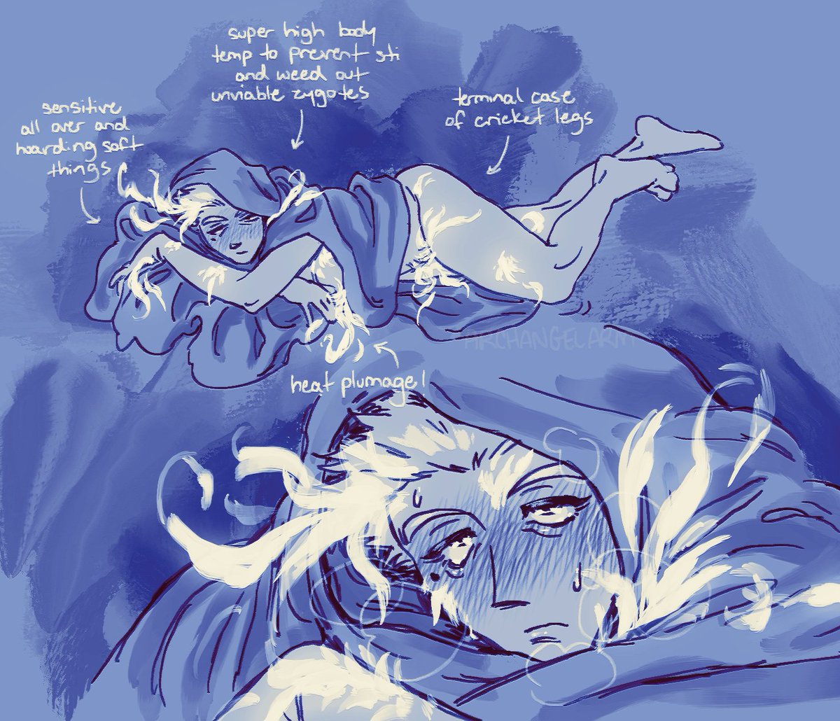 ARCHANGELARM's tweet photo. heat sweats...... the softest the dampest the horniest knives to ever exist. i'm particularly obsessed with his HEATFEATHERS !!!!!!!!! he reeks of ozone and lilac!!!!!!!!!! https://t.co/rFrZWs8SkO