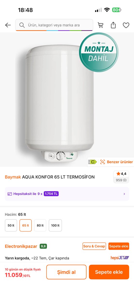 ceylue's tweet photo. Hepsiburadadan termosifon aldım.İlanda kocaman montaj dahil yazıyor. Montaj için servisle iletişime geçtim.Sitelerine yönlendirdiler.Orda da benim ürünüm için montaj hariç uyarısı çıkıyor. Ücret talep ediliyor. Bu alenen hiledir. Zararım karşılansın!! @hepsiburada @bekir_kaplan https://t.co/wTzcKtBw9K