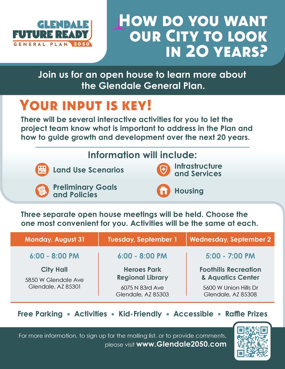 MayorWeiers's tweet photo. Glendale is planning for the future, and we want to hear from you.

We're updating our General Plan, which will serve as the roadmap for growth, redevelopment, and investment.

Learn more about the general plan by visiting: https://t.co/pXXXTKkwfk https://t.co/5dTMXsNLJO