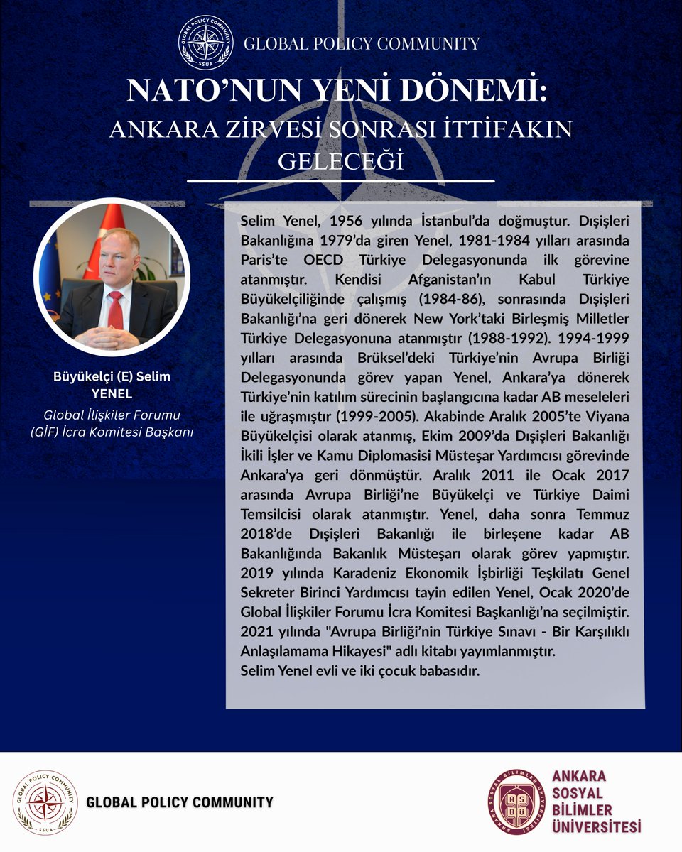 ssua_glopol's tweet photo. 📢 NATO'nun Yeni Dönemi: Ankara Zirvesi Sonrası İttifakın Geleceği

📅 28 Temmuz Salı | 🕑 14.00 | 📍 Online (MS Teams)

Kayıt sonrası link e-postanıza gelecek, spam klasörünü kontrol edin. Teams'i önceden indirin.

Kayıt: https://t.co/yLIvWfb5l3

#NATO #AnkaraZirvesi https://t.co/Eu0YD6iojq