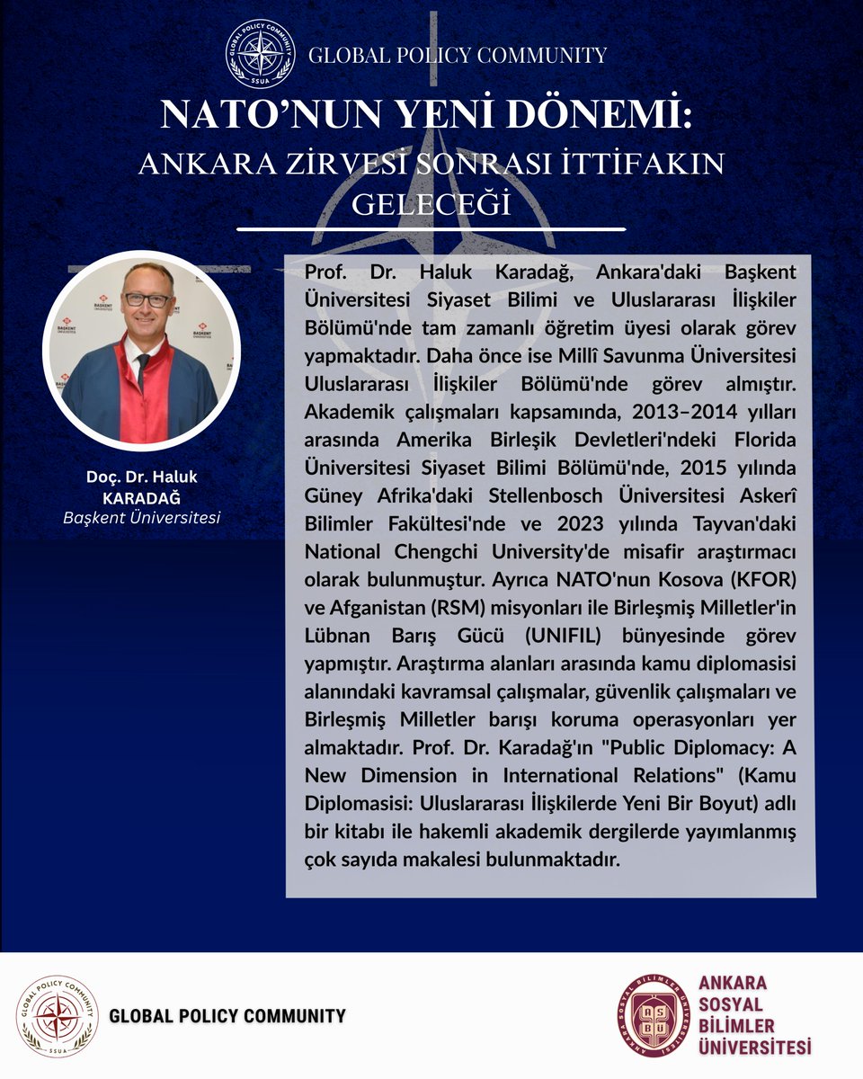 ssua_glopol's tweet photo. 📢 NATO'nun Yeni Dönemi: Ankara Zirvesi Sonrası İttifakın Geleceği

📅 28 Temmuz Salı | 🕑 14.00 | 📍 Online (MS Teams)

Kayıt sonrası link e-postanıza gelecek, spam klasörünü kontrol edin. Teams'i önceden indirin.

Kayıt: https://t.co/yLIvWfb5l3

#NATO #AnkaraZirvesi https://t.co/Eu0YD6iojq