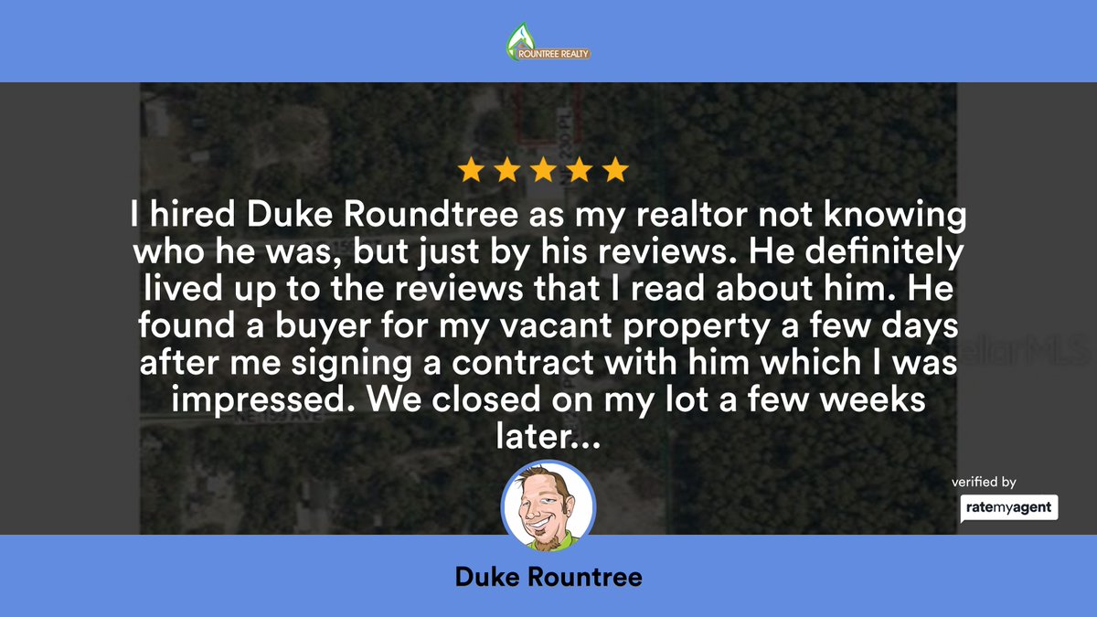RountreeRealty's tweet photo. My latest RateMyAgent review in Marion County.

https://t.co/X4flRSdfpy

...
#ratemyagent #realestate #ROUNTREE_REALTY_CORP https://t.co/kNVNTh7s4x