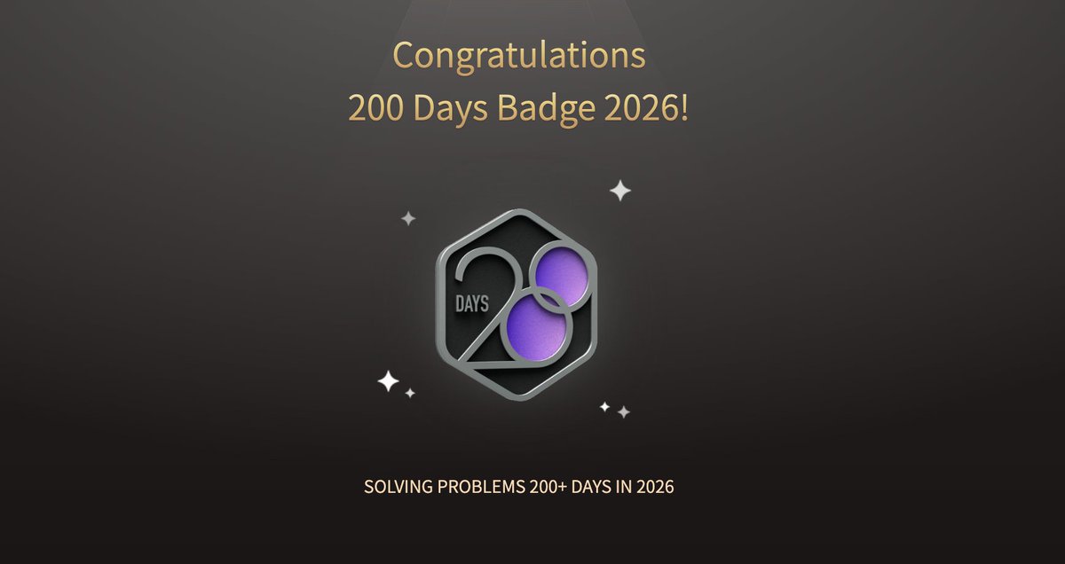 tushar31325's tweet photo. One last milestone before the new semester begins.
Let's see what this semester brings. 

#LeetCode #Coding #DSA #CompetitiveProgramming #BuildInPublic https://t.co/MnmoTxkJyh