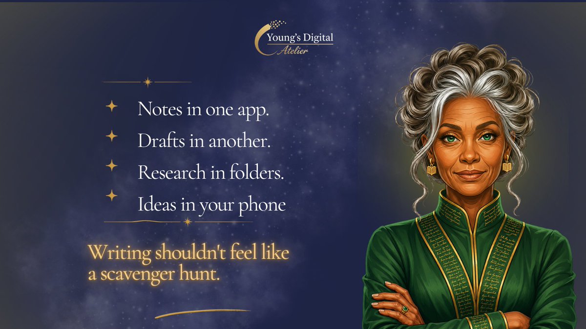 YoungsAtelier's tweet photo. Your story doesn't belong in 7 different apps.

Keep your ideas, drafts, and writing workflow together in one place with NarrativHQ.

Write more. Search less.

#NarrativHQ #IndieAuthors #BookWriting #WritingTools #AuthorTools #YoungsDigitalAtelier https://t.co/5VVibs4LSr