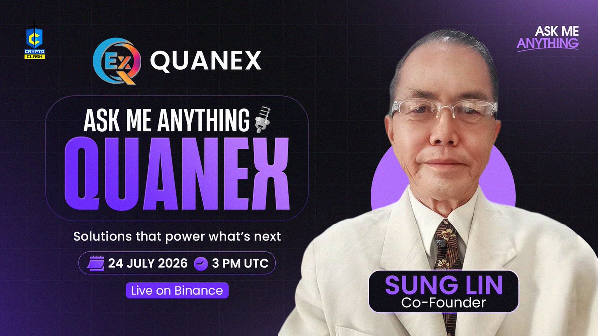 CryptoClash1's tweet photo. 🎙Don't miss the opportunity to join us for a #BinanceLiveAMA with QuanEx.

◾️World First Quantum Safe Crypto Exchange, Wallet &amp; Blockchain Service 

🕰 24 July, 3 PM UTC
💰 50$ USDT

🏛 Venue : https://t.co/yuok0B8BzA

📌 Rules:
1️⃣ Follow @QuanEx_Official
2️⃣ Like &amp; Retweet. https://t.co/YQljU0WY11