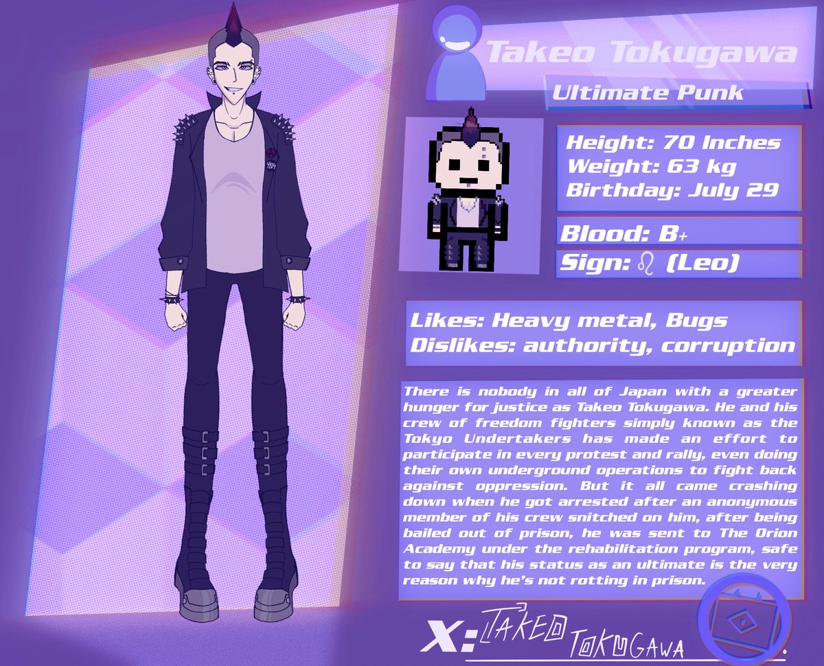 Alterego_404's tweet photo. Meet Takeo Tokugawa, The ultimate Punk
#fangantwt #fanganronpa #fanganronpagame #danganronpa https://t.co/FlMxN1z0LC