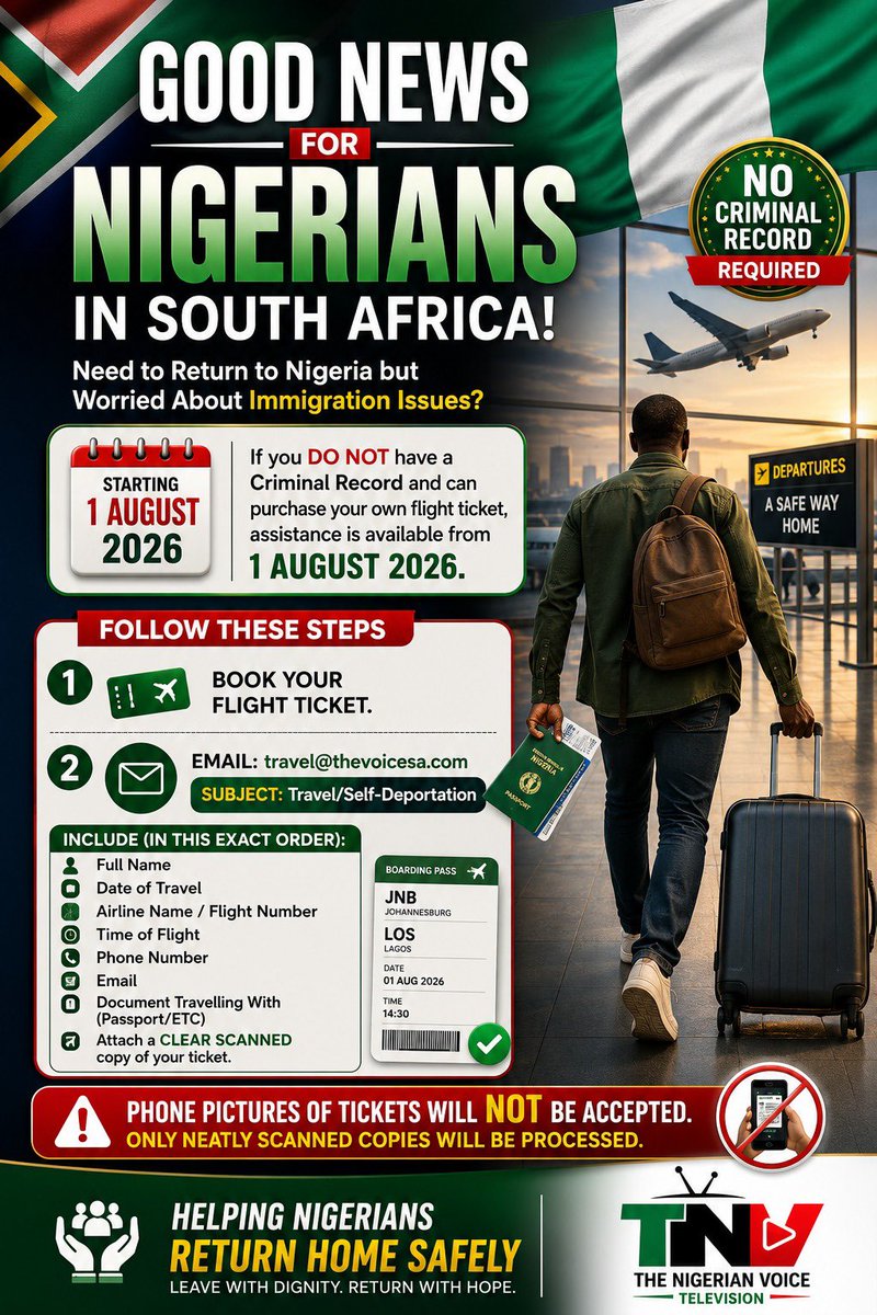 SegunKilani's tweet photo. 🚨 *GOOD NEWS FOR NIGERIANS IN SOUTH AFRICA WITH IMMIGRATION CHALLENGES!* 🇳🇬✈️🇿🇦 https://t.co/r5YDQk26yF https://t.co/N7Ifx7Cy9C