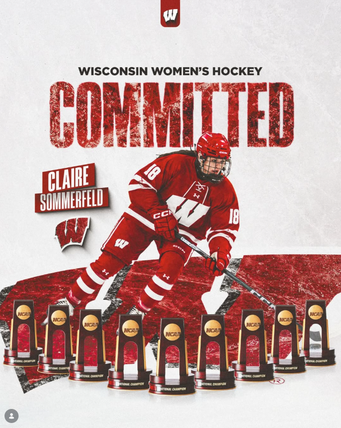 ToddMilewski's tweet photo. The Badgers women's hockey team has its first verbal commit for 2028 in Minnetonka forward Claire Sommerfeld, per her Instagram. She had 22 goals and 42 points in 28 games as a sophomore.
https://t.co/RgJBPErrqs https://t.co/n3kqqk4smY