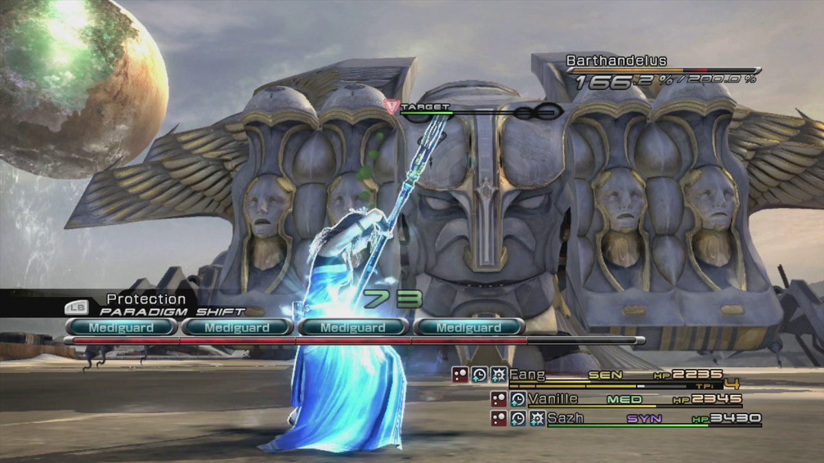 AHalfNickel's tweet photo. Despite the claims to the contrary, Final Fantasy XIII can not be beaten by just pressing X and if you said you did I’m calling bullshit cause this mofo exists and shows the potential of this battle system that I wish they would’ve went in harder in https://t.co/eZZRwC7c2j
