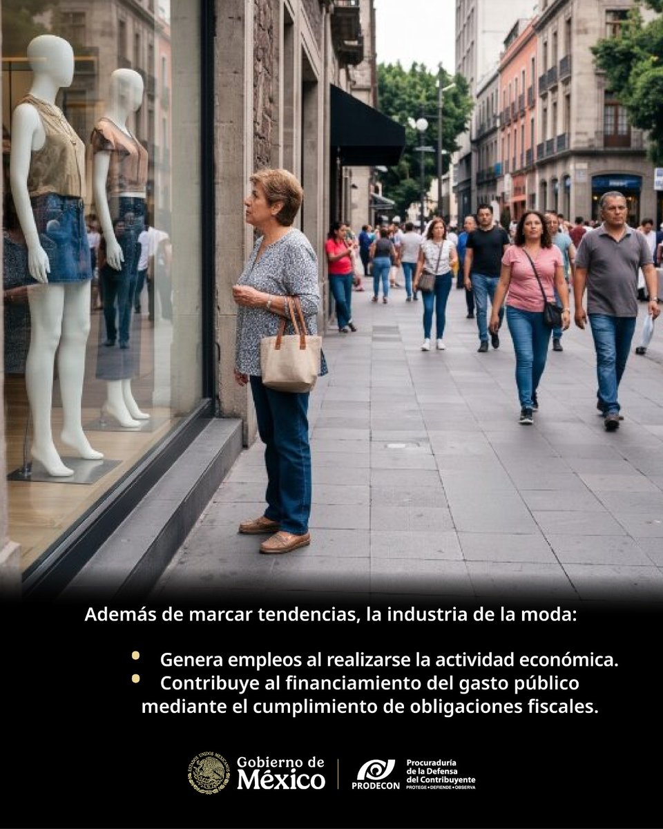 ProdeconMexico's tweet photo. 💡 #ProdeDato

¿Qué tienen en común una playera, un vestido y los impuestos? 👕👗

La moda no solo marca tendencias; también impulsa la economía y contribuye al desarrollo del país a través del cumplimiento de las obligaciones fiscales. 📈

Descubre por qué la industria de la moda también es parte del crecimiento de México. 🇲🇽

#PRODECONProtegeTusDerechos