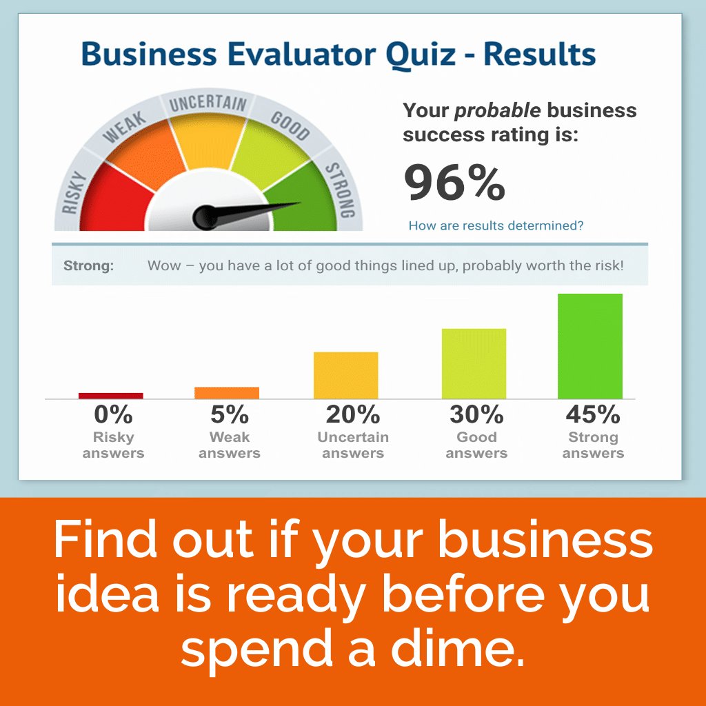 RedondoStrand's tweet photo. If you have a business idea - and you're wondering what your chances of success are - you've gotta take this quick Evaluation Quiz (it's free). 

You'll learn your probably chances of success - as well as what your weakest areas are and how to fix them:

https://t.co/B0J95KLQvW https://t.co/2ao63Yhs1P