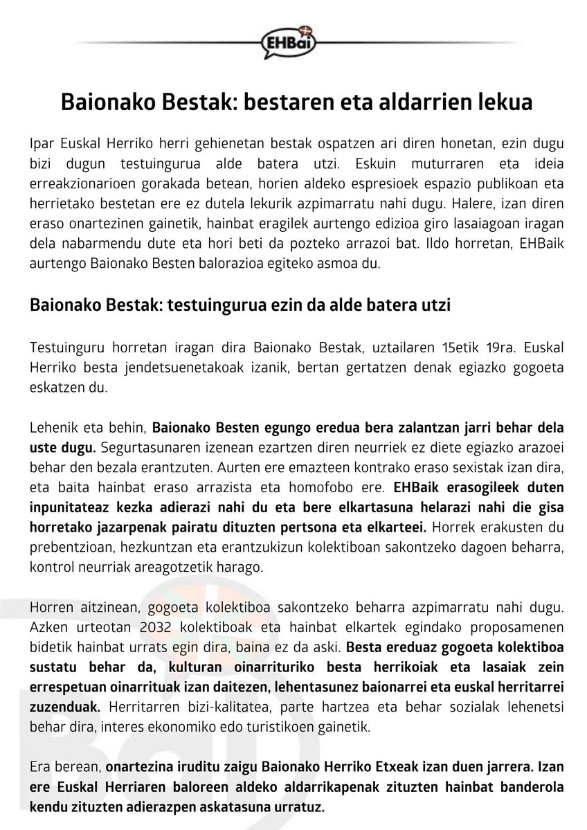 EHBai's tweet photo. 🗞️𝐀𝐆𝐈𝐑𝐈𝐀
Baionako Bestak: bestaren eta aldarrien lekua ⬇️ https://t.co/sPYYgCrE5B