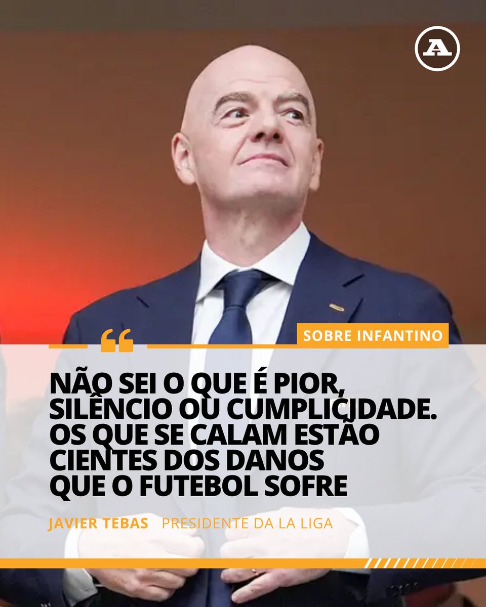 abolapt's tweet photo. Javier Tebas, presidente da LaLiga, voltou a insurgir-se contra o líder da FIFA e exige a sua demissão. 👀
🗣️«Infantino não está interessado no futebol, mas tem o apoio das federações, porque ninguém ousa enfrentá-lo.»
#JavierTebas #Infantino #FIFA https://t.co/iDoNRwWmRV