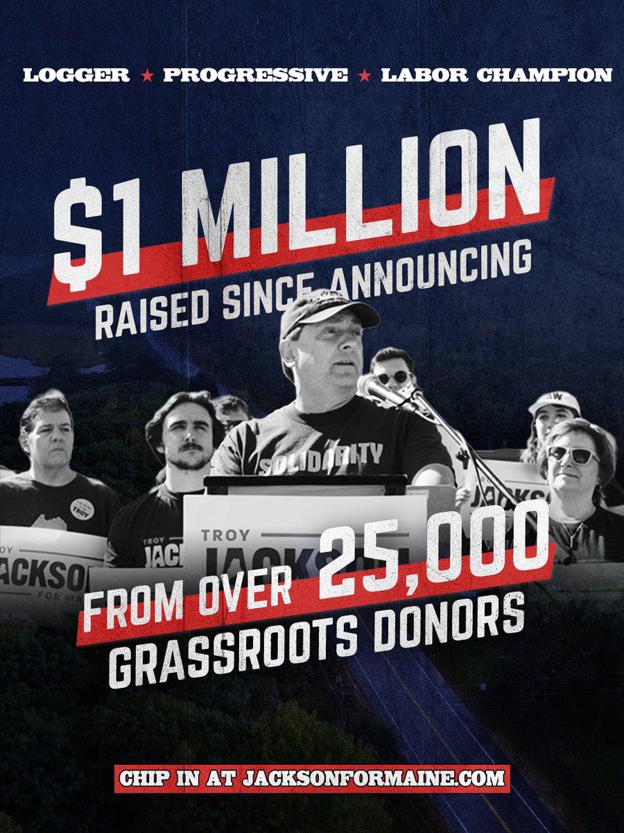 TroyJackson207's tweet photo. Susan Collins has billionaires. We have a movement. In November, we’re going to defeat her. Join us today at https://t.co/FzXHtrOYp5. https://t.co/l1UbGzVU3S