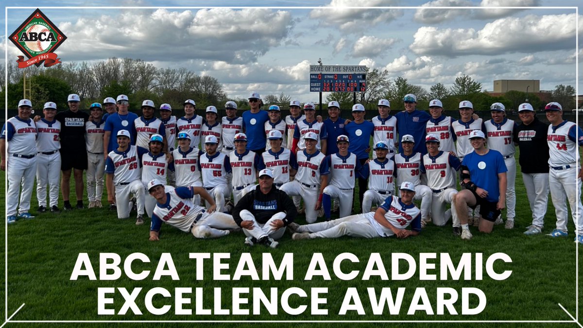 ElginSpartans's tweet photo. The 2026 @ElgCCBaseball1 team earned the program’s highest ever GPA with a 3.20 to earn the ABCA Team Academic Excellence Award. https://t.co/dCiRbw8Jfh