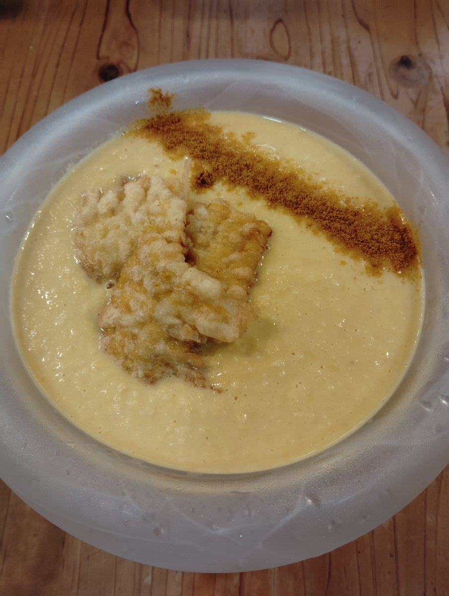 CHlove357M's tweet photo. 噂の冷しコーンスープラーメンを食す！
カレー粉マシマシでもいいくらいマッチしてて美味でした😋 https://t.co/2AhzV0PjBR