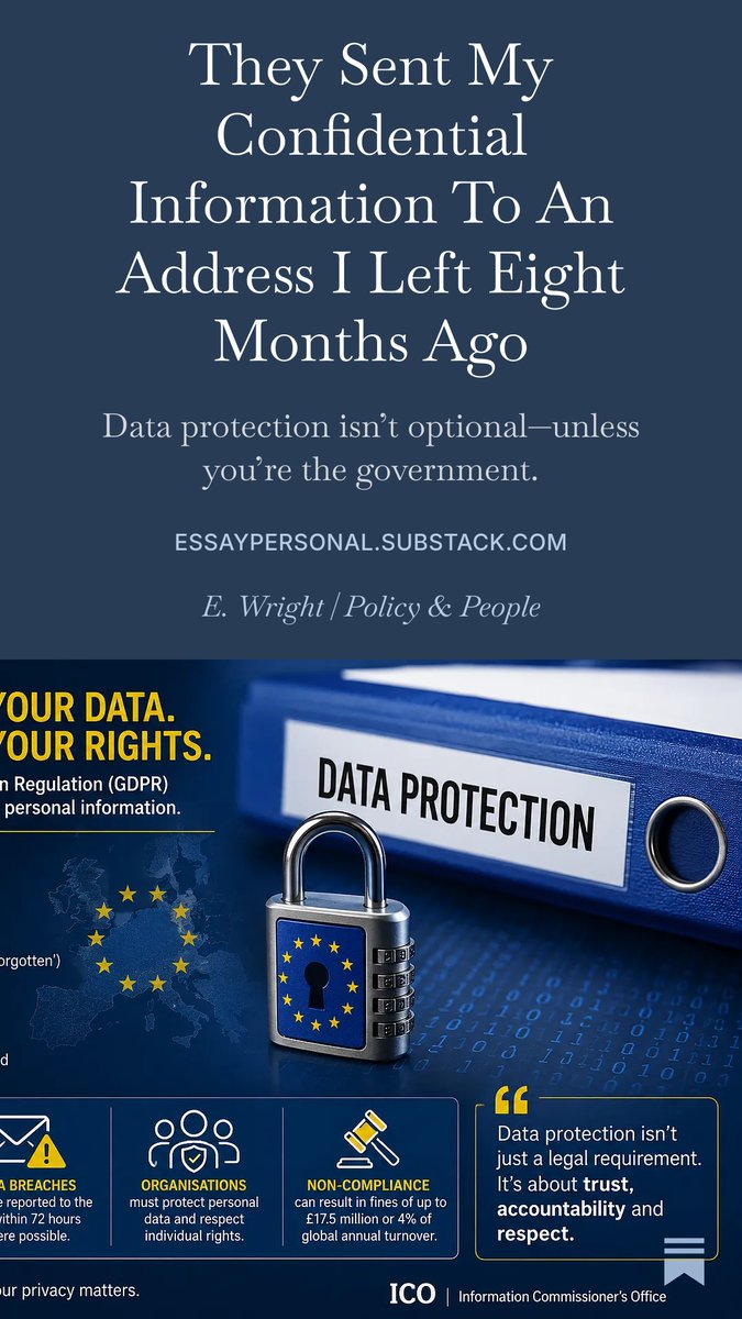 EWrightJournal's tweet photo. Trust is built on competence. 
Government departments hold extraordinary amounts of information about every citizen.

#DataProtection #GDPR #DWP #PublicAccountability #UKPolitics