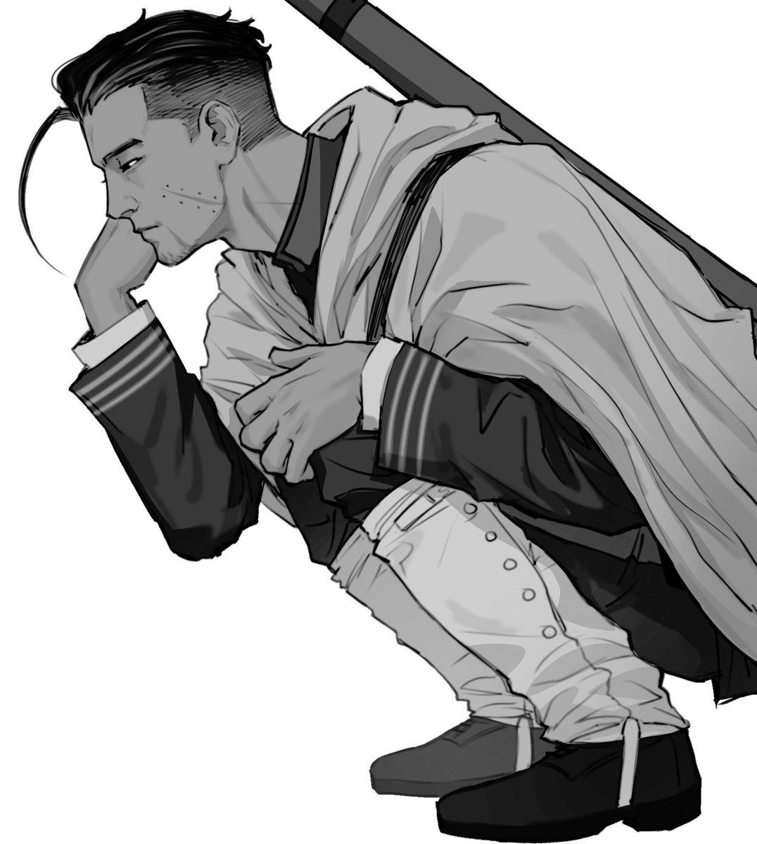 lolojefie's tweet photo. "do you have any golden kamuy drawings😮" -> yes. i only draw ogata though https://t.co/U1uPxGekzd https://t.co/EOgIxGbLQ9