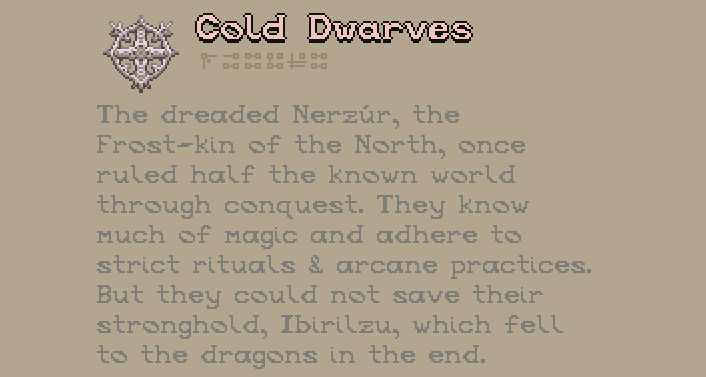 hammer_harvest's tweet photo. Learn of the Nerzúr, the Cold Dwarves, in today's featured kindred! ⚒️💎

Wishlist <Hammer &amp; Harvest> on Steam ⭐ https://t.co/P6fuBvqMNo

#indiegame #gamedev #dwarfgames #lifesim #farmsim #cozygames #wholesomegames #gamemaker #pixelart https://t.co/mOZDarNZeO