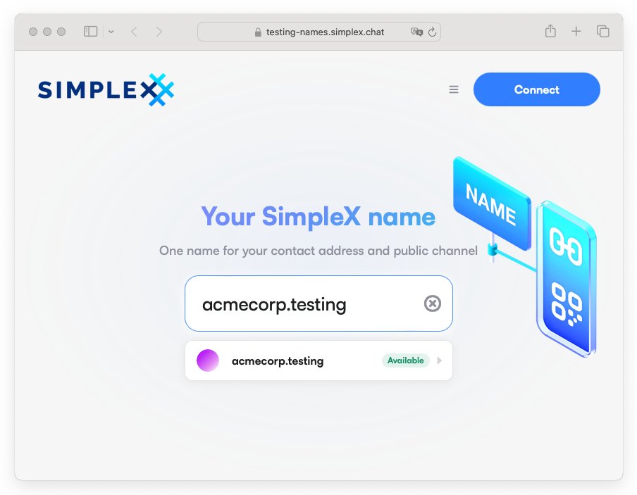 SimpleXChat's tweet photo. We are launching public SimpleX names - a name nobody can take from you.

You can try a test SimpleX name with your channel or business in v7-beta.

Read more in the blog post👇 https://t.co/UozbmjB0AG